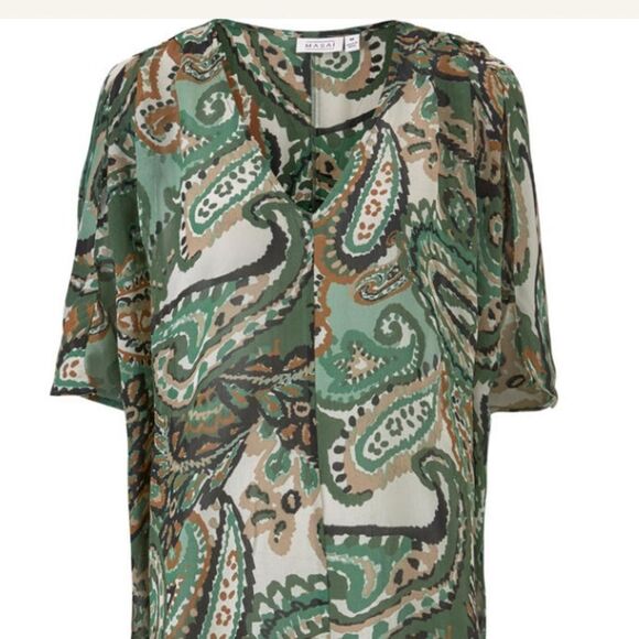 ❤️ NEW Masai Copenhagen Hadia Tunic Stone Green Viscose Lightweight Artsy Top - Picture 2 of 8